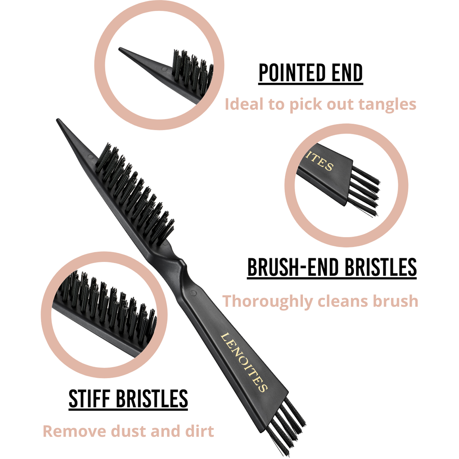 Hair Brush Wild Boar + Pouch and cleaner tool