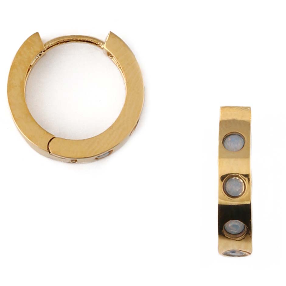 Orelia Air Blue Stone Set Huggie Hoops Earrings Pale Gold Accessories - Smykker - Øredobber